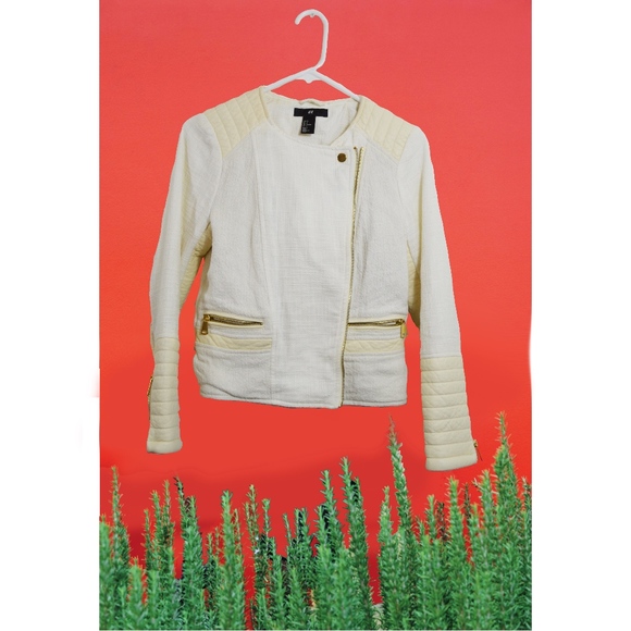 H&M Jackets & Blazers - H&M Biker Jacket White